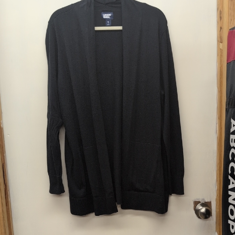 Lands' End Womans Black Cardigan Sweater